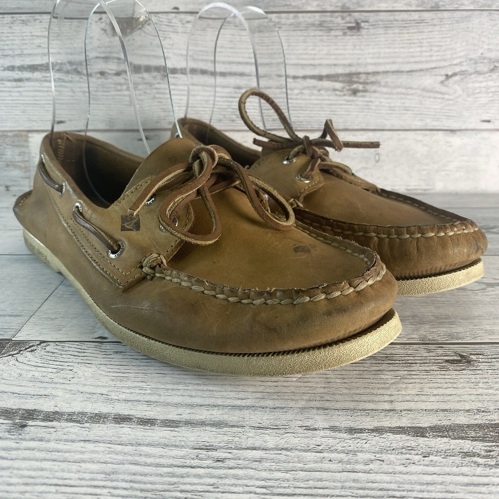 Sperry Shoes Mens 10 M Brown Leather Boat Loafers Nautical Preppy Leisure Comfy
